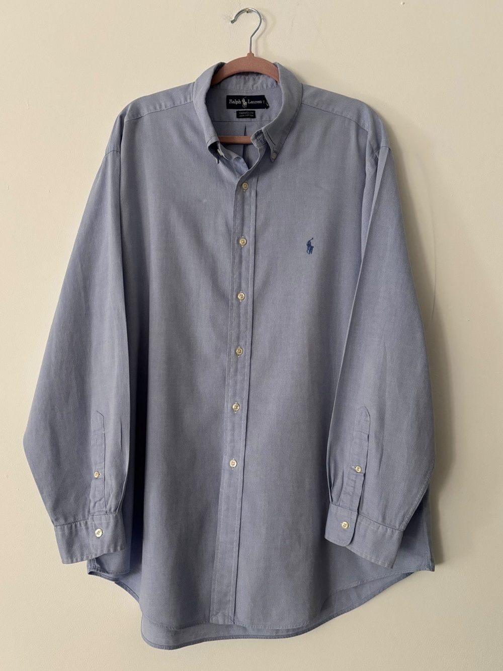 Vintage Ralph Lauren Yarmouth Button Down Shirt Mens 17.5 35 Blue Oxford Pony